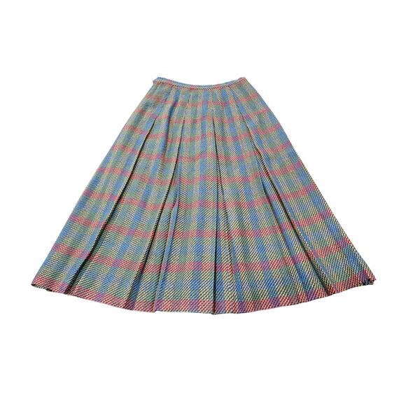 Dunkirk Dresses & Skirts - Vintage Dunkirk Pleated Multicolor 100% Wool Union Tag Skirt Size 14 Plaid Midi